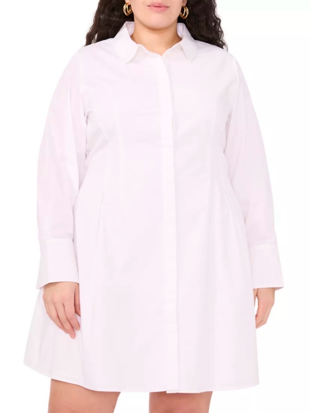 NWT MSK White Button-Front Shirt Dress sz3X